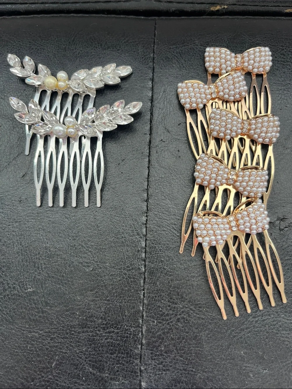 Pearl & Crystal Hair Pin and Comb Collection - White Pearls w/Gold Tone
